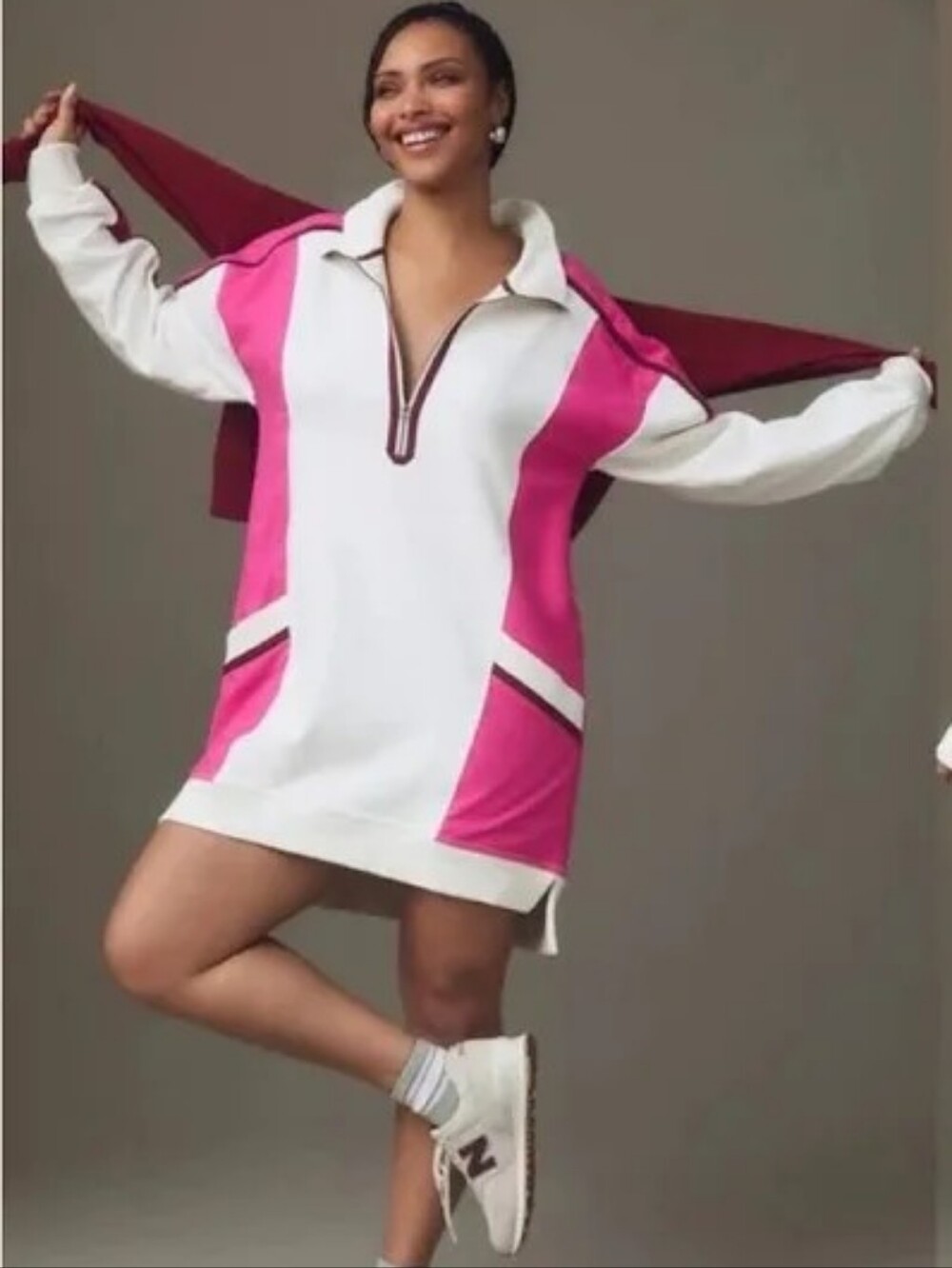 NWT: Anthropologie Daily Practice Twofer Athletic Colorblock Half Zip Mini Dress